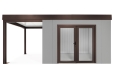 GARDEON® Zahradní domek s dvojitými panoramatickými dveřmi Hörmann a přístřeškem na levé straně